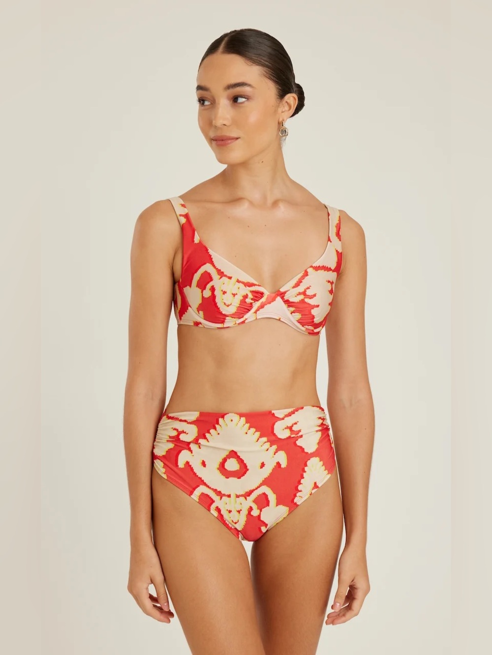 LENNY NIEMEYER Ruched Bikini Bottom Turkey Orange